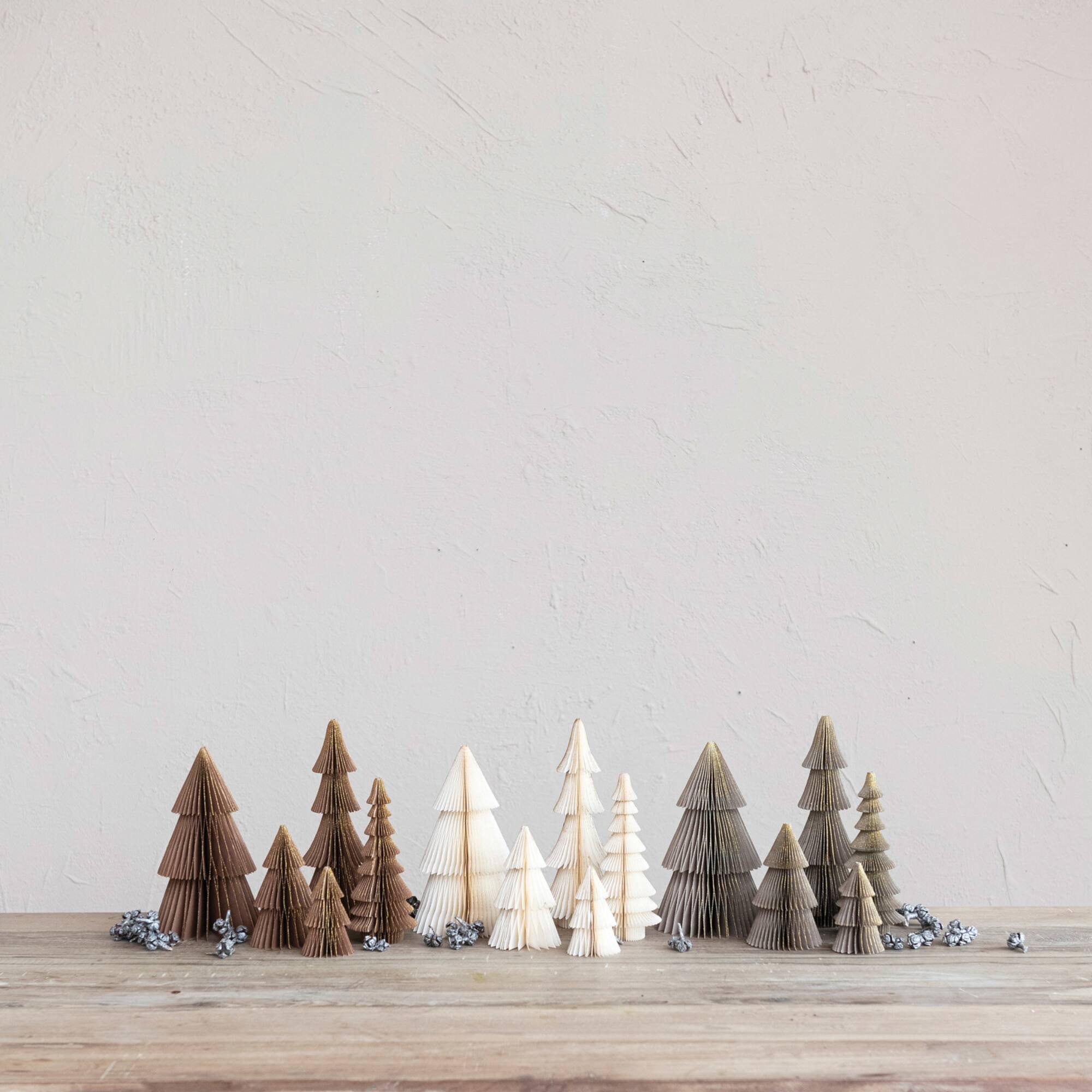 Hello Honey® Brown, Gray & Cream Paper Folding Honeycomb Tree Set with Gold Glitter